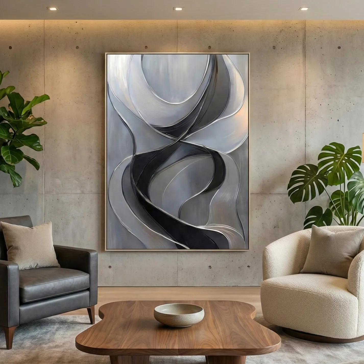 Silver-Ribbon-Study-Intertwining-charcoal-and-chrome-layers-minimal-wall-art-4.webp Silver Ribbon Study Intertwining charcoal and chrome layers minimal wall art (1) - Image 1