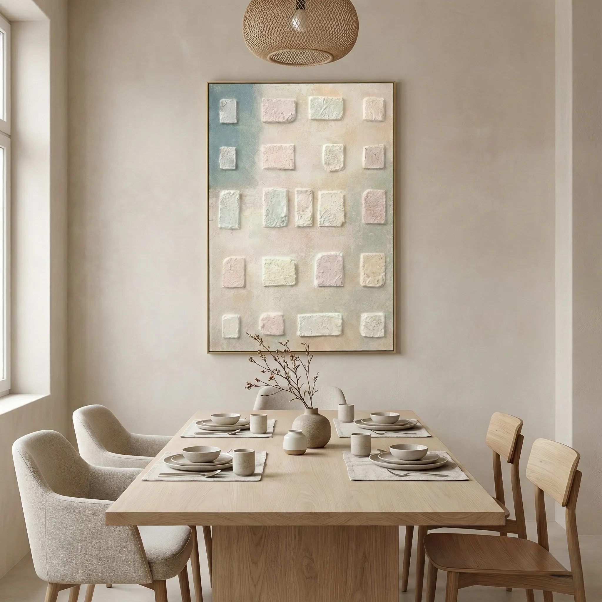 Soft-Form-Mosaic-–-Wabi-Sabi-Textured-Wall-Decor-3.webp Soft Form Mosaic – Contemporary Plaster Wall Decor wabisabi - Image 1