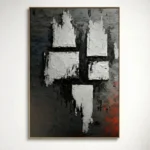 Tectonic Fragments Heavy texture with crimson accents minimal wall art - Image 2