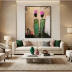 Textured Duo Canvas Impasto painting two stylized forms color art