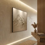 Textured White Mountain – Relief Painting Wabi Sabi Wall Art - Image 3