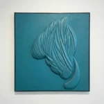 Turquoise Flow – Modern Leather Relief Art Piece - Image 2