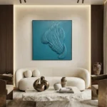 Turquoise Flow – Modern Leather Relief Art Piece - Image 4