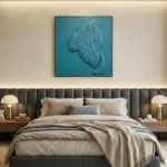 Turquoise Flow – Modern Leather Relief Art Piece - Image 5