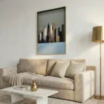 Urban Horizon Blue – Abstract Layered Cityscape Decor - Image 3