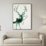 Verdant Silhouette – Layered Minimalist Deer Wall Art