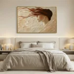 Whispering Breeze Flowing hair in textured impasto contemporary minimal art