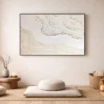 White Shoreline – Abstract Relief Art - Wabi Sabi