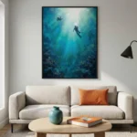 Azure Deep Dive Vibrant blue underwater photograph color wall art - Image 2