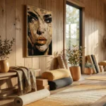 Bronze Visage Impasto face painting in bronze abstract wall art - Image 2