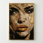 Bronze Visage Impasto face painting in bronze abstract wall art - Image 3