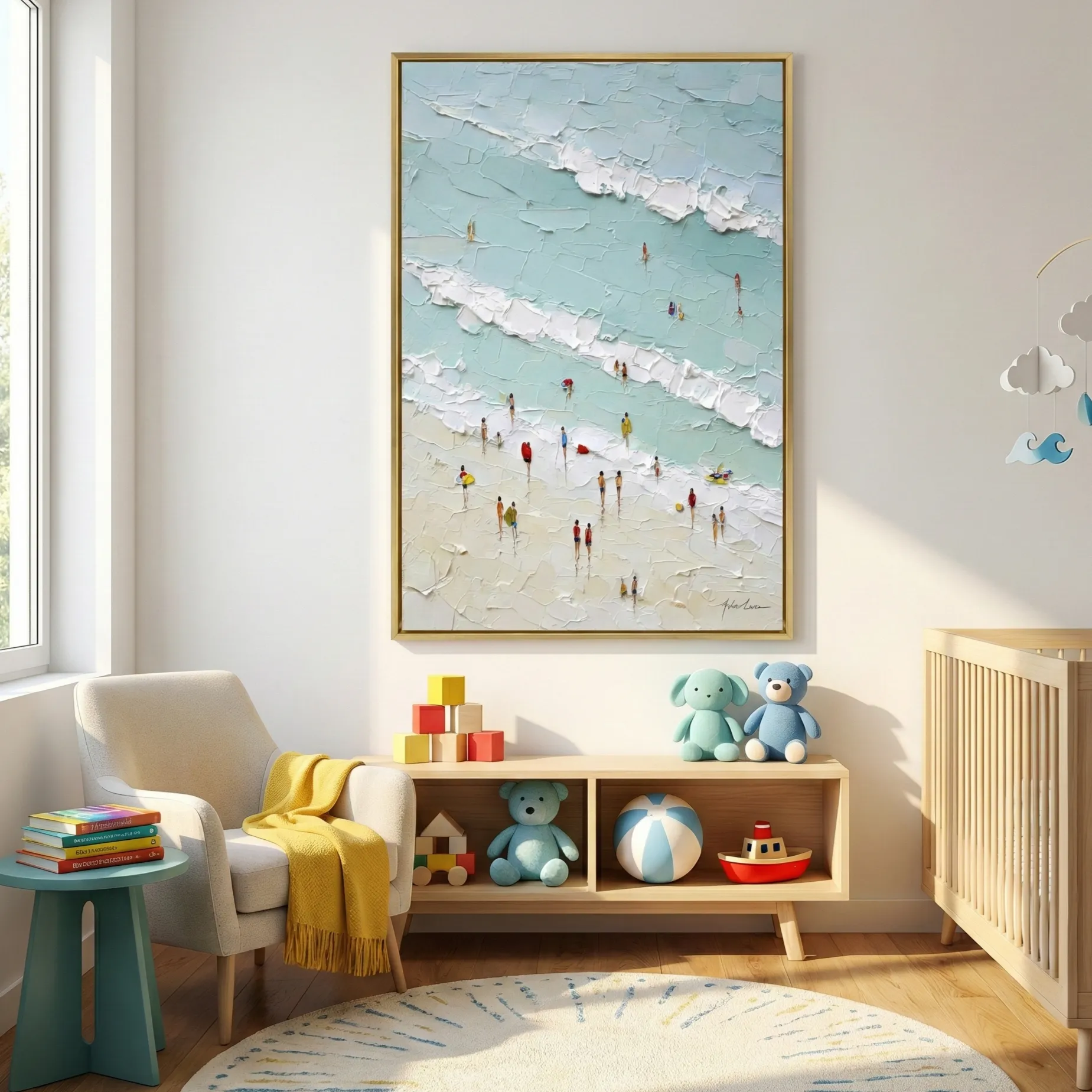 Coastal Retreat Aerial view of beach waves color wall art (1) Coastal Retreat Aerial view of beach waves color wall art - Image 1