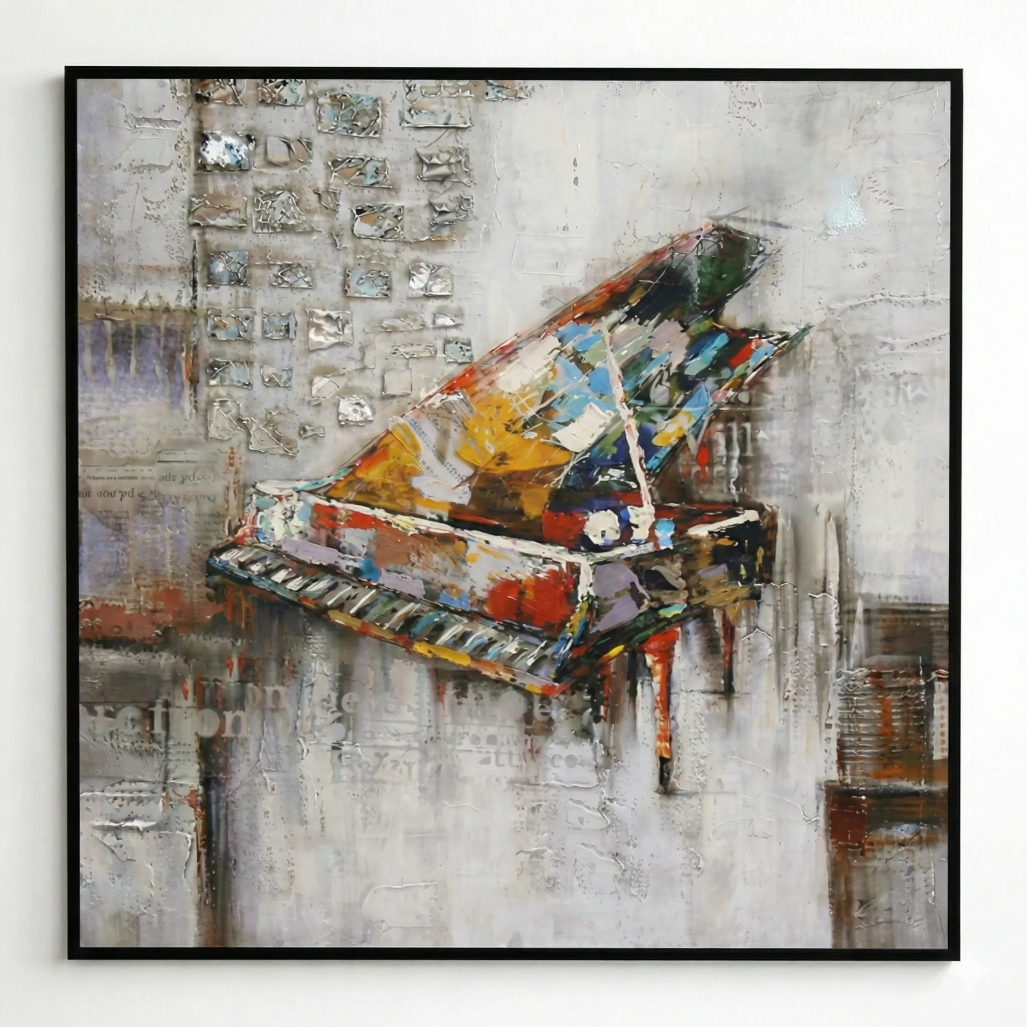 Concrete Concerto Heavily textured mixed media piano. textured wall art (1) Concrete Concerto Heavily textured mixed media piano textured wall art - Image 1