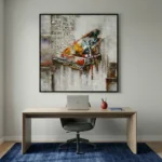 Concrete Concerto Heavily textured mixed media piano textured wall art - Image 4