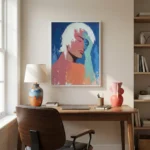 Coral Reverie Impasto figure with white hair color wall art - Image 3