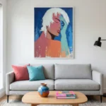 Coral Reverie Impasto figure with white hair color wall art - Image 4