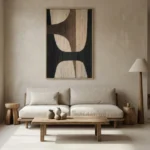 Earthen Tone Weave Dark brown and cream abstract textile Wabi Sabi wall decor - Image 2