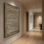 Earthy Linear Rustic brown and white lines Wabi Sabi wall art - Image 2