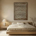 Earthy Linear Rustic brown and white lines Wabi Sabi wall art - Image 3