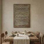 Earthy Linear Rustic brown and white lines Wabi Sabi wall art - Image 5
