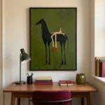 Emerald Noir Dark horse red boots textured green Textured wall art - Image 4