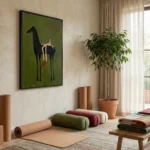 Emerald Noir Dark horse red boots textured green Textured wall art - Image 5