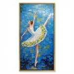 Ethereal Dancer Impasto Abstract ballerina heavy brushstrokes blue background abstract wall art