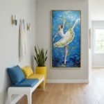 Ethereal Dancer Impasto Abstract ballerina heavy brushstrokes blue background abstract wall art - Image 2
