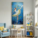 Ethereal Dancer Impasto Abstract ballerina heavy brushstrokes blue background abstract wall art - Image 4