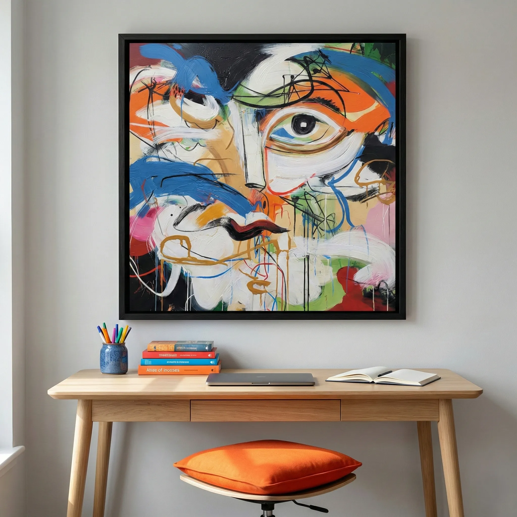 Expressive Facade Deconstructed portrait with vibrant colors color wall decor - Image 2