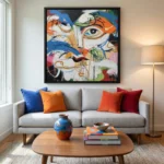 Expressive Facade Deconstructed portrait with vibrant colors color wall decor - Image 3