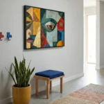 Fragmented Vision Geometric face with textured paint Abstract art wall decor - Image 3