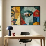 Fragmented Vision Geometric face with textured paint Abstract art wall decor - Image 5