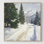 Frozen Summit Serenity Distant mountains in soft blue Color art wall decor
