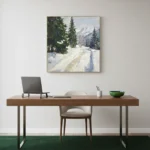 Frozen Summit Serenity Distant mountains in soft blue Color art wall decor - Image 3