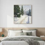 Frozen Summit Serenity Distant mountains in soft blue Color art wall decor - Image 4