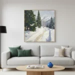 Frozen Summit Serenity Distant mountains in soft blue Color art wall decor - Image 5