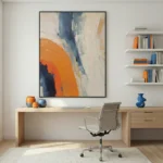 Gestural Color Form Organic blue orange white shapes Wabi Sabi wall decor