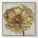 Gilded Organic Bloom Sculptural gold impasto floral textured art wall decor