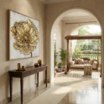 Gilded Organic Bloom Sculptural gold impasto floral textured art wall decor - Image 2