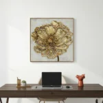 Gilded Organic Bloom Sculptural gold impasto floral textured art wall decor - Image 4