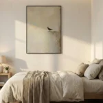 Gilded Solitude Black bird on textured wall Wabi Sabi wall art - Image 2