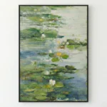 Giverny Reflections Impressionist water lily pond painting Textured art wall decor - Image 4