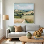 Golden Horizon Path Beige fields and blue sky color wall art - Image 2