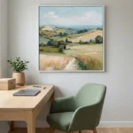 Golden Horizon Path Beige fields and blue sky color wall art - Image 4