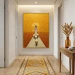 Golden Horizon Walk Thick impasto sunset scene painting Textured art wall decor - Image 2