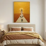 Golden Horizon Walk Thick impasto sunset scene painting Textured art wall decor - Image 3
