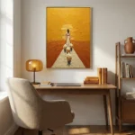 Golden Horizon Walk Thick impasto sunset scene painting Textured art wall decor - Image 5