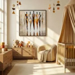 Golden Stride Seven textured walking figures Textured art wall decor - Image 5