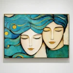 Golden Swirl Serenity Textured blue, gold spiral patterns Bohemian wall art